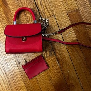 Red Aldo Mini Purse with matching card carrier